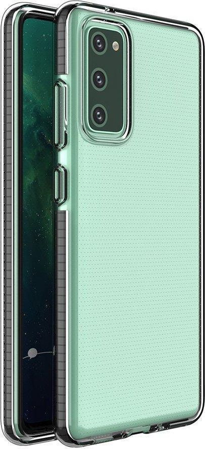 Mbrojtëse telefoni Hurtel Spring Case për Samsung Galaxy A72 4G, xhel TPU, kornizë me ngjyra, e zezë