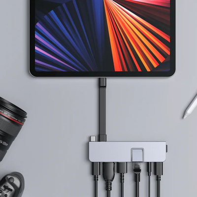 Dock USB C HyperDrive DUO PRO HD575BUGL, 7 në 2, Thunderbolt 4, gri
