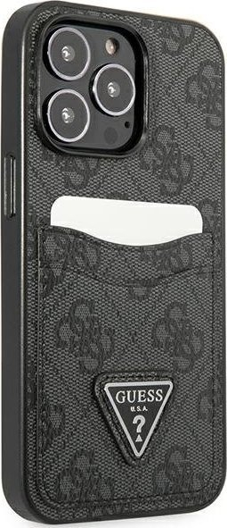 Futrollë telefoni Guess GUHCP13LP4TPK për iPhone 13 Pro / 13 6.1", me xhep kartash, e zezë