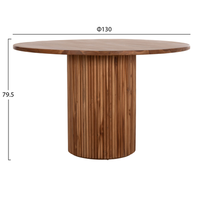 Tavolinë ngrënieje Roder HM9896, rrumbullakët, diametër 130cm, dru teak natyral