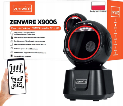 Skaner barkodi Zenwire X9006, 1D 2D, USB, i zi