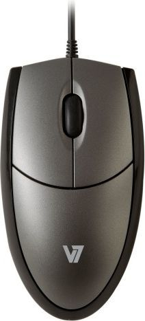 Maus V7 Optical, me kabllo, USB, i zi dhe i argjendtë