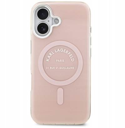 Kapak telefoni Karl Lagerfeld IML Karl RSG Logo MagSafe, për iPhone 17, rozë