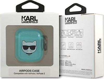Mbulesë AirPods Karl Lagerfeld Paris Choupette, për gjenerata 1 dhe 2, blu