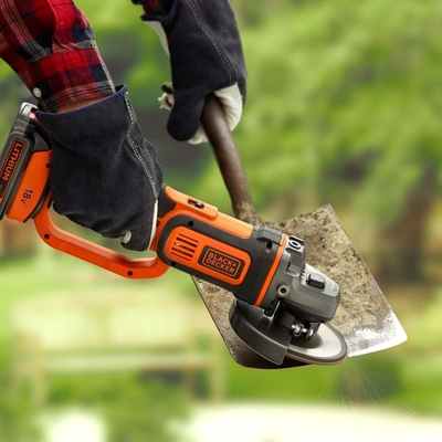 Mulli këndor Black&Decker BCG720N, me bateri 18V, disk 125mm, zi portokalli