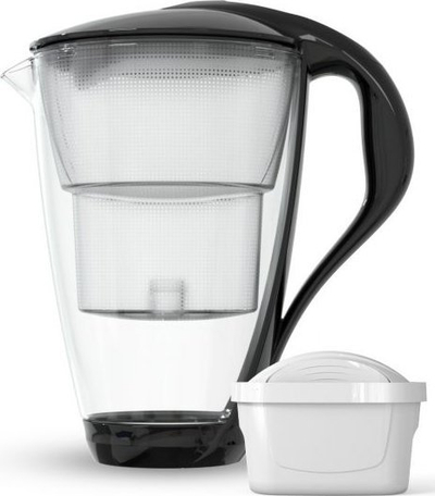 Ибрик филтер за вода Dafi Glass Jug Unimax Crystal LED, 2L, со LED сензор, црн