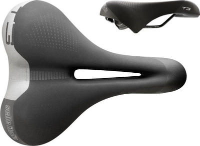 Selino biçiklete Selle Italia T 3 Flow, me xhel, me reflektorë, e zezë