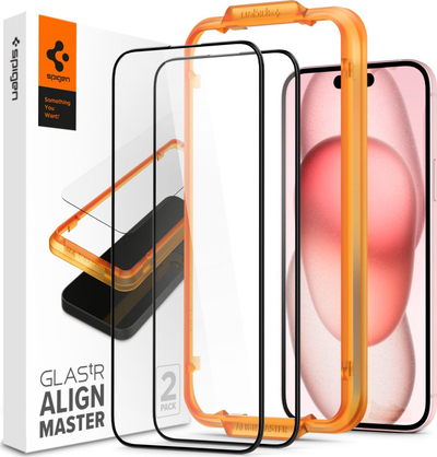 Mbrojtës ekrani Spigen Glass tR AlignMaster, 2 copë, për iPhone 15 Plus, transparent