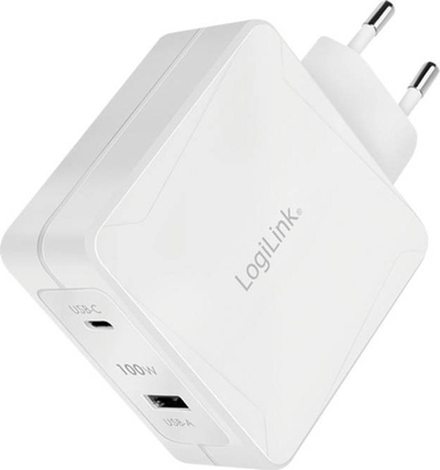 Ngarkues muri LogiLink PA0281, 100W GaN, USB C edhe USB A, i bardhë