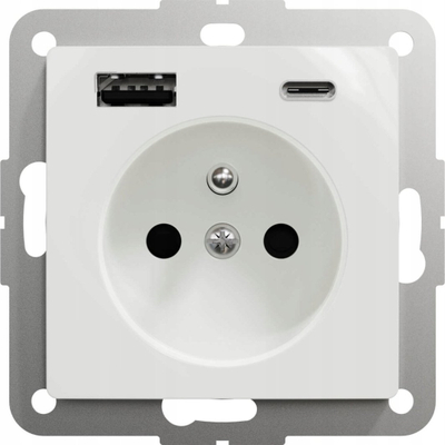 Priza Schneider Sedna Design SDD111072, me USB A+C, 3A, e bardhë