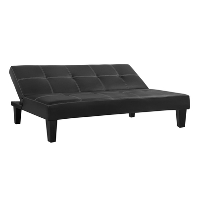 Divan krevati HM3002.02, 3 vende, PU lëkurë, 186x90x82 cm, i zi
