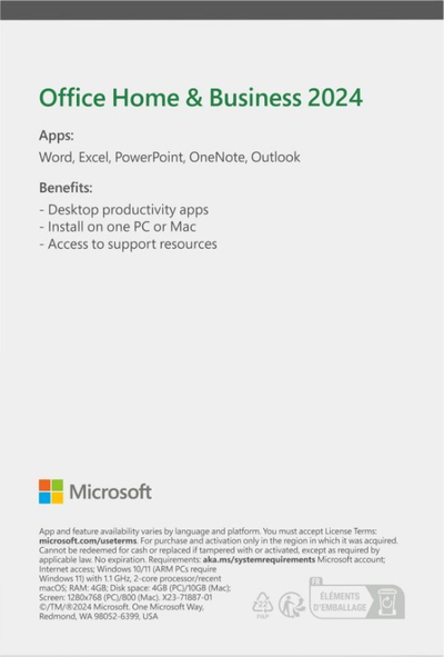 Softuer Microsoft Office Home and Business 2024, 1 licencë, gjuhë angleze