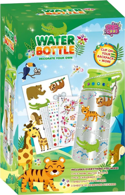 Shishe uji dekorative për fëmijë, 500ml, set DIY me stikera dhe diamante, shumëngjyrëshe