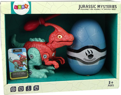 Lodër dinosauri Leantoys Parasaurolophus, set montimi DIY, me vezë plastike, shumëngjyrëshe