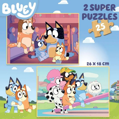 Puzzle druri Educa Bluey 19407, 2 x 25 copa, për fëmijë 3 vjeç, shumëngjyrësh