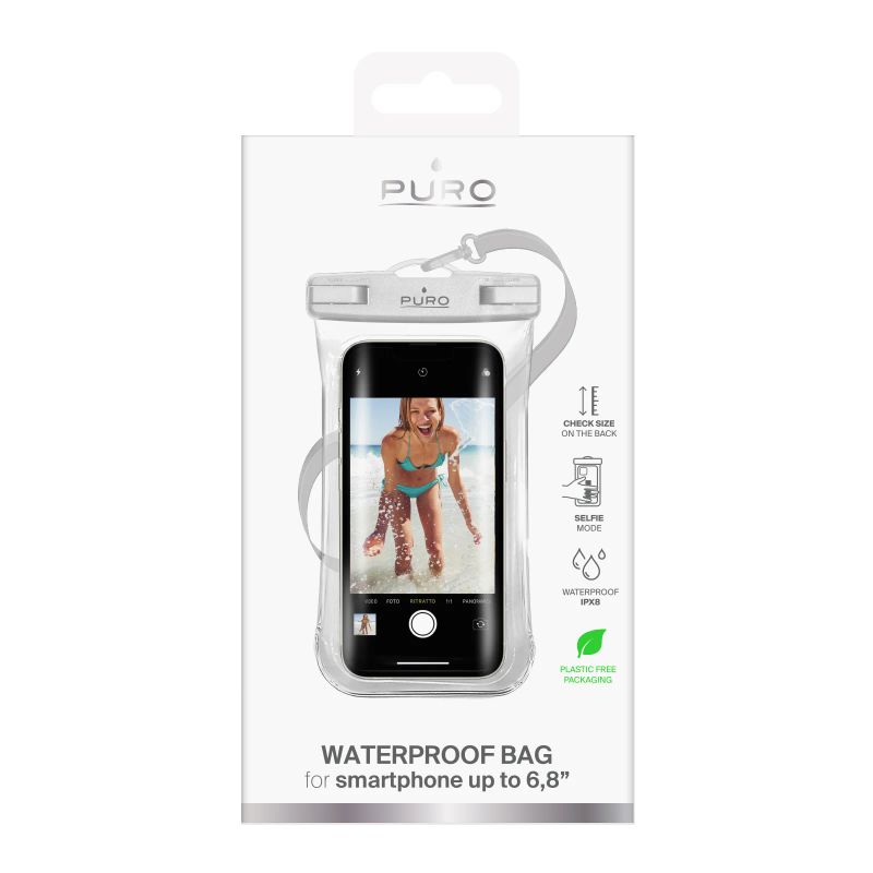 Mbrojtëse për telefon Puro Waterproof, 6.8", e bardhë