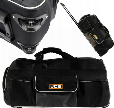 Çantë veglash JCB Tool Bag 26", dorezë teleskopike, me rrota, e zezë