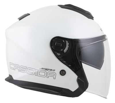 Helmetë moto Cassida Jet Tech 2.0 Solid, polikarbonat, vizor i gjatë, e bardhë e zezë gri
