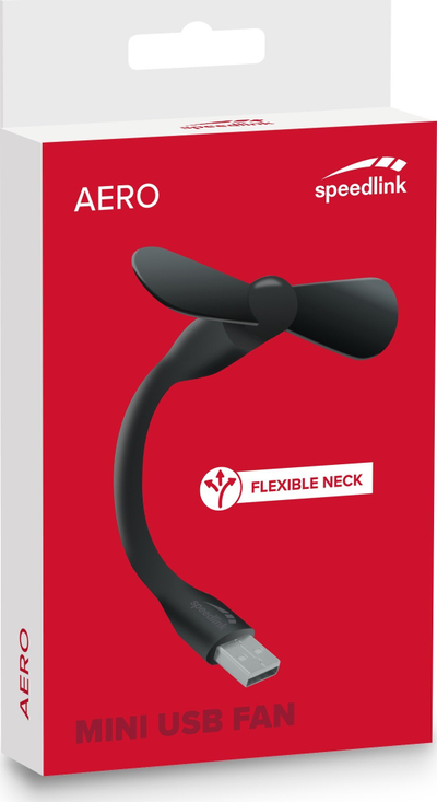 Ventilator USB Speedlink Aero Mini, me qafë të lëvizshme, portë USB A, i zi