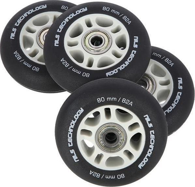 Set rrotash patina NILS EXTREME, 80x24 mm, 82A ABEC 9, të zeza mat