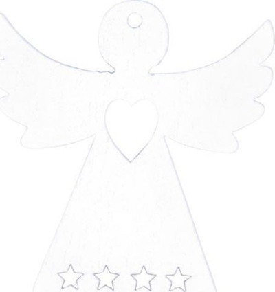 Ornament druri engjëll White Angel, 4cm, set 12 copë, i bardhë