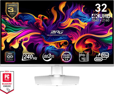 Монитор MSI MPG 321URXW QD OLED, 31.5\", 4K UHD, бел