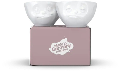 Set tasa porcelani FIFTYEIGHT PRODUCTS TASSEN Medium No. 3, 6.5 oz, me dizajn Tasty dhe Snoozy, të bardhë