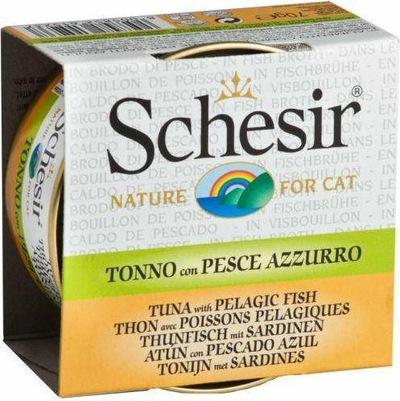 Kuzhinë për mace Schesir Adult, ton me peshk pelagjik në lëng, 70g