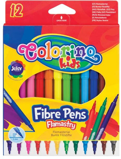 Flomasterë Colorino Kids Fibre Pens, set 12 ngjyra, të larshëm