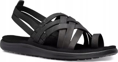 Sandale Teva Voya Strappy Leather, lëkurë, me shollë EVA, të zeza