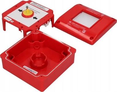 Buton emergjent zjarri Spamel PWP1, 1NO 1NC, 24V DC, i kuq