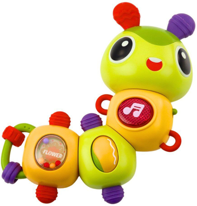 Lodër interaktive sensoriale Caterpillar, muzikore, me grykëse, shumëngjyrëshe