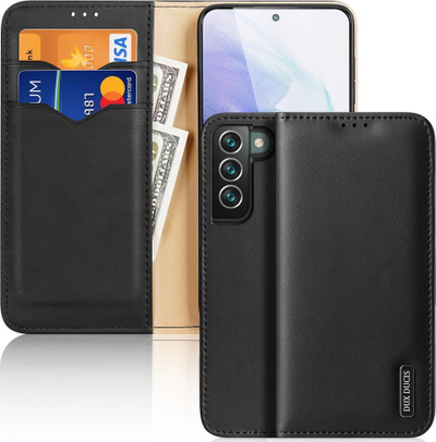 Këllëf lëkure Dux Ducis Hivo për Samsung Galaxy S22 Plus, me kapak portofol, i zi
