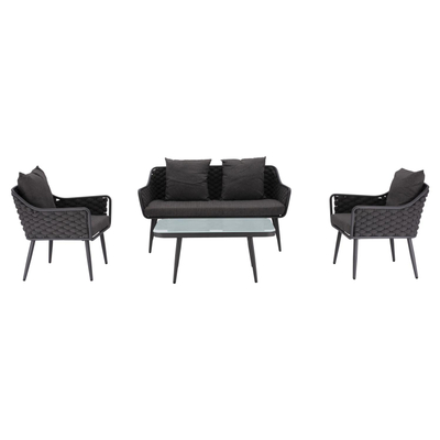 Set dhomë ndenjeje metal + wicker HM5711, gri