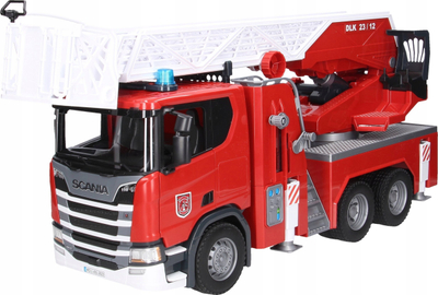 Lodër kamion zjarrfikës Bruder Scania Super 560R, pompë uji, drita edhe zhurma, i kuq
