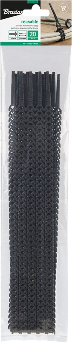 Lidhëse kabllosh Bradas TS1310300B, 300mm, set me 20 copë, të zeza
