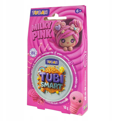 Plastelinë për fëmijë Tuban Tubi Smart Milky Pink, 50g, me grimca dekorative, rozë