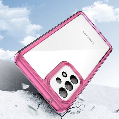 Mbrojtëse telefoni Hurtel Outer Space për Samsung Galaxy A53 5G, hibride TPU PC, transparente, rozë