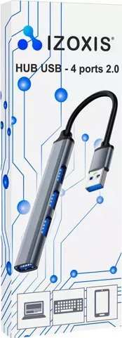 HUB USB Izoxis, 4 porta 3.0 2.0, trup alumini, gri