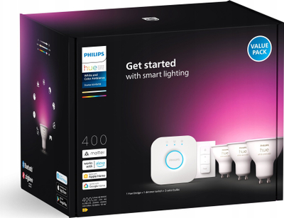 Спот светло Philips Hue White and Color Ambiance 929003666510, GU10, 4.2W, со Блутут