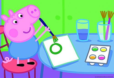 Puzzle për fëmijë Ravensburger Peppa at School, 2 x 24 copë, multingjyrësh