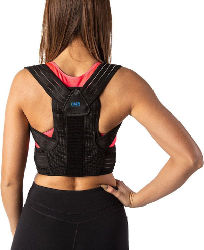 Rrip mbështetës për qendrim të drejtë One Fitness (KP207), L, i zi