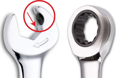 Çelës i kombinuar me raketë SATA Double Ratcheting 15mm, çelik i forcuar, ngjyrë argjendi