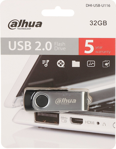 USB flash Dahua USB U116, 32GB, USB 2.0, trup metalik