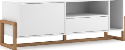 Komodinë TV Oslo, 140 cm, chipboard i laminuar, e bardhë druri