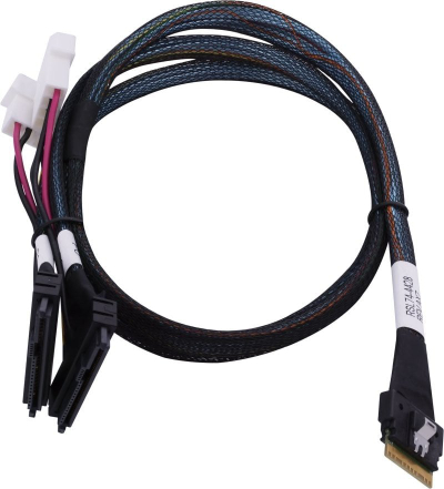 Kабел Microchip Technology 2305500-R, SlimSAS x8 во 2x U.2 SFF-8639, 0.8m, црн