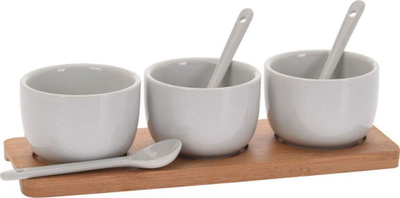 Set pjatancash për salca Excellent Houseware, 3 pjesë, me lugë dhe dërrasë bambuje