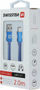 Кабел за податоци Swissten USB A во USB C, 2 m, пренос 3A, црна