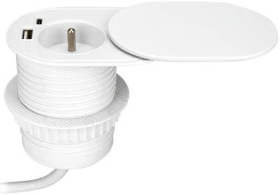 Prizë mobiljesh me USB, 1x2P+E, 2xUSB A+C PD 20W, kabllo 1.9m, e bardhë