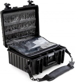 Kuti emergjente B&W Outdoor Case Type 6000, ndarje të rregullueshme, rezistente ndaj ujit, e zezë